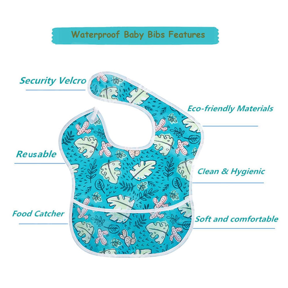 Waterproof Baby Bibs 100% Polyester TPU Coating Feeding Cloth Bibs Washable Jninth Baby Bibs With Food Catcher for Babies Towel